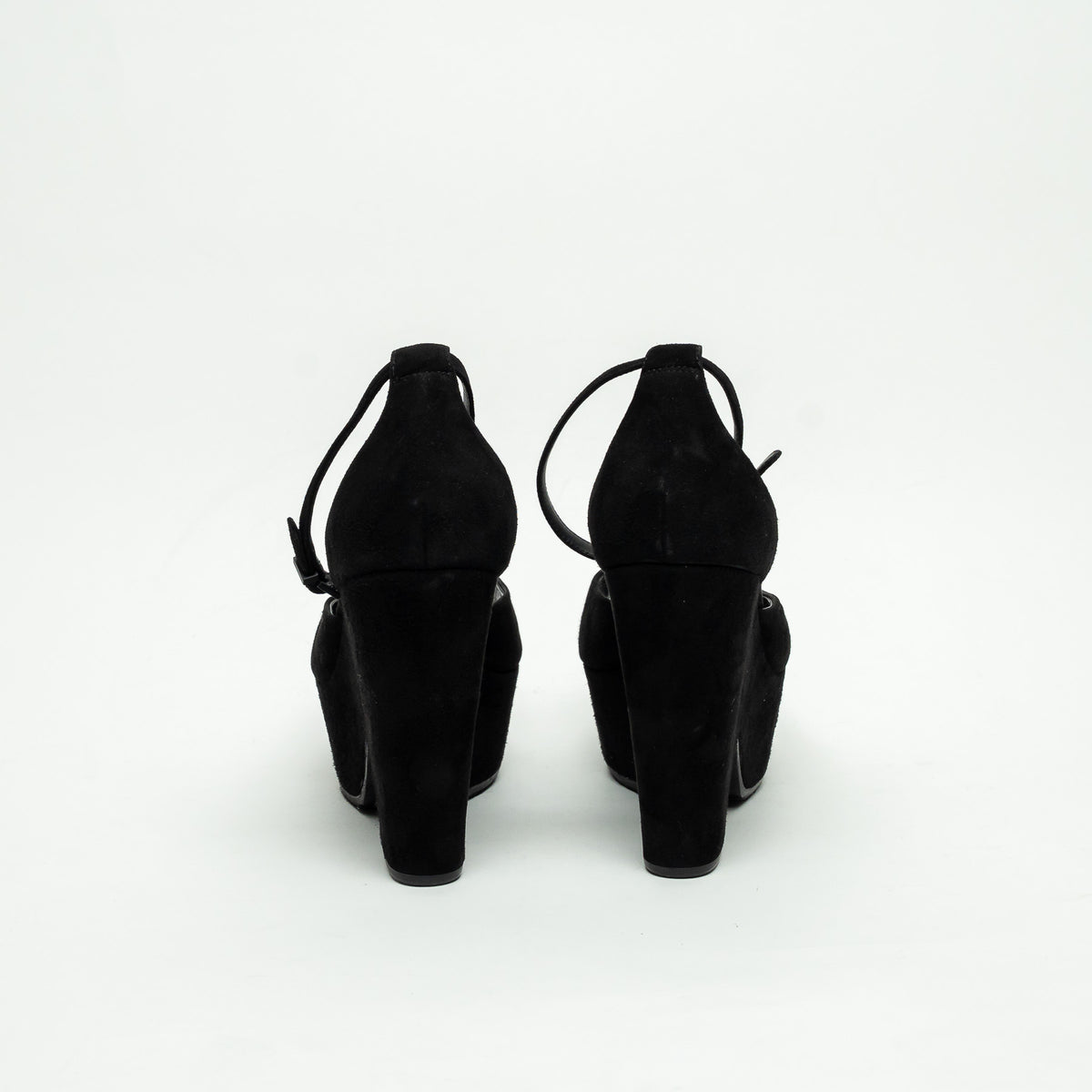 Celine Black Suede Platform Block Heel Pumps Size 40