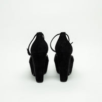 Celine Black Suede Platform Block Heel Pumps Size 40