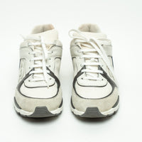 Pre-Loved Chanel™ Low-Top Fabric Sneakers in Grey and White Size 40
