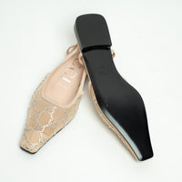 Gucci Beige Suede Mesh GG Crystal Embellished Slingback Sandals Size 36.5