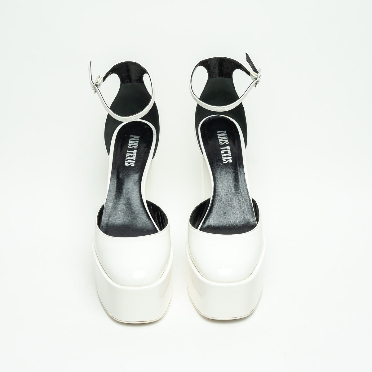 Paris Texas White Patent Leather Platform Block Heel Pumps Size 39