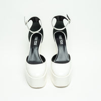 Paris Texas White Patent Leather Platform Block Heel Pumps Size 39