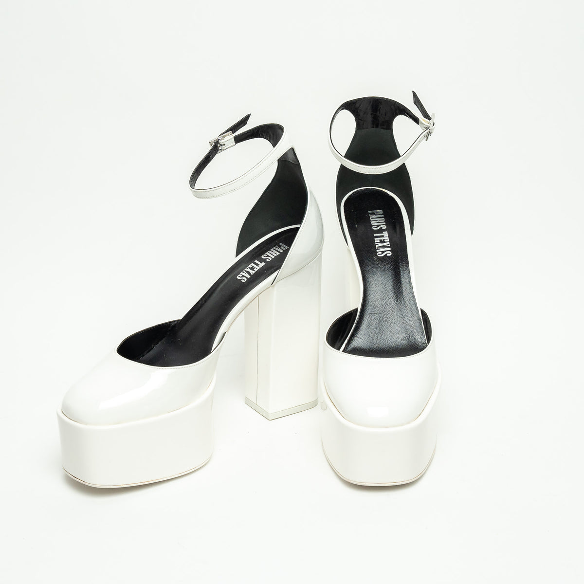 Paris Texas White Patent Leather Platform Block Heel Pumps Size 39