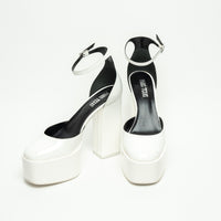 Paris Texas White Patent Leather Platform Block Heel Pumps Size 39