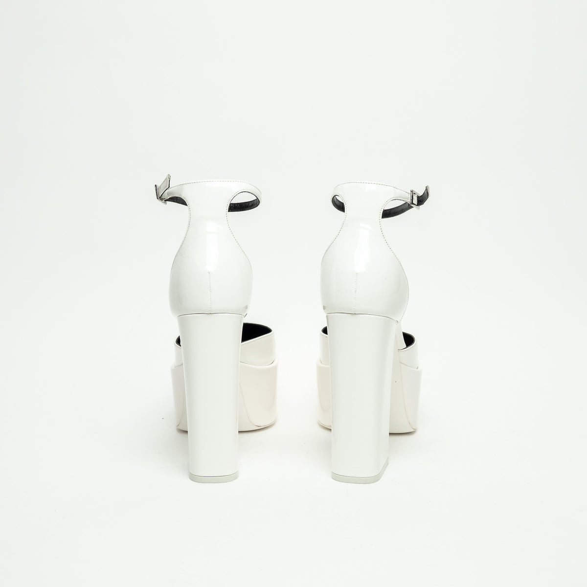 Paris Texas White Patent Leather Platform Block Heel Pumps Size 39