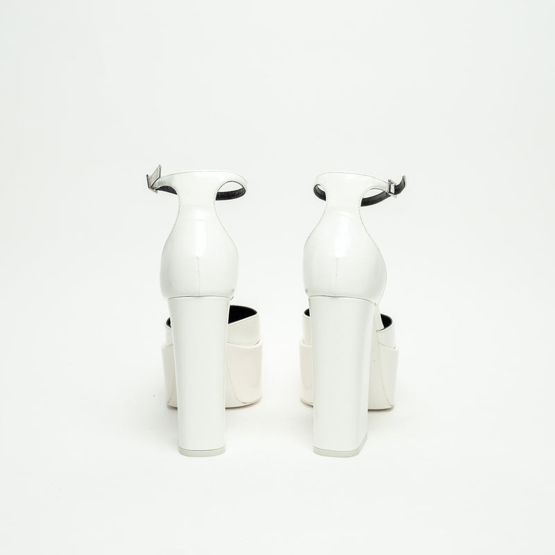 Paris Texas White Patent Leather Platform Block Heel Pumps Size 39