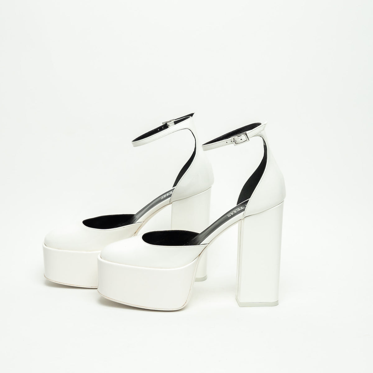 Paris Texas White Patent Leather Platform Block Heel Pumps Size 39