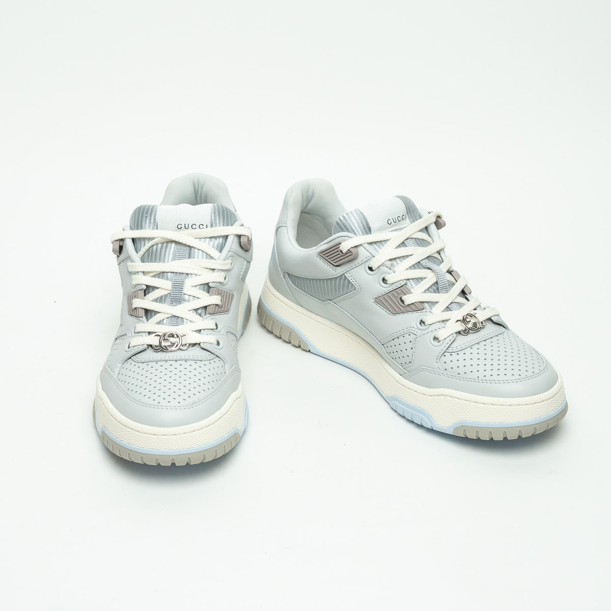 Gucci Light Blue Calfskin Leather Jones Sneakers Size 36