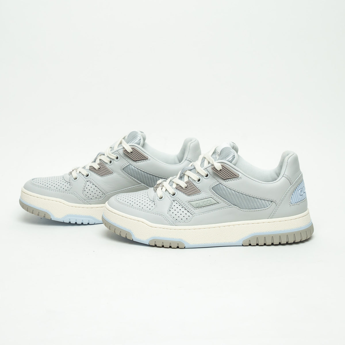 Gucci Light Blue Calfskin Leather Jones Sneakers Size 36