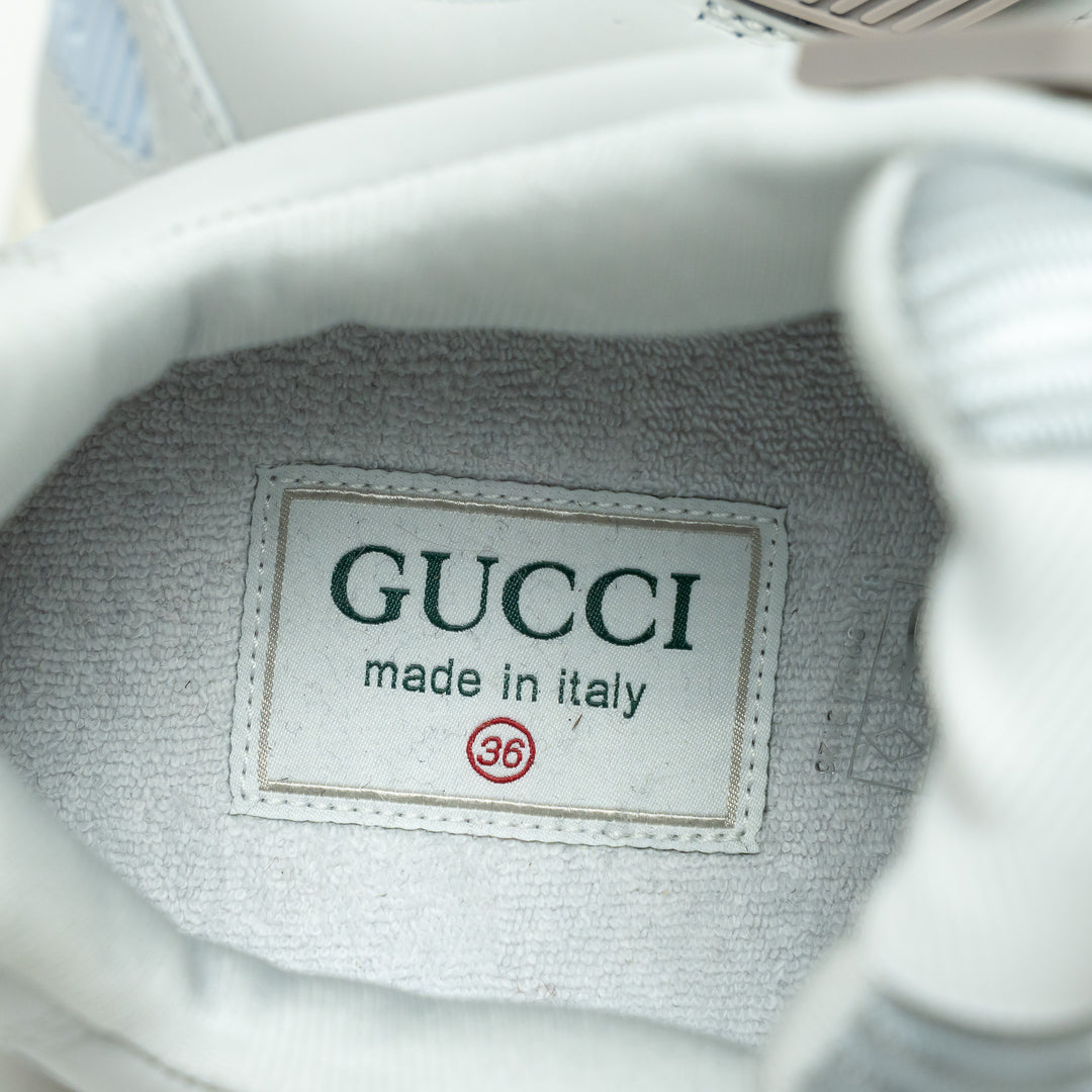 Gucci Light Blue Calfskin Leather Jones Sneakers Size 36