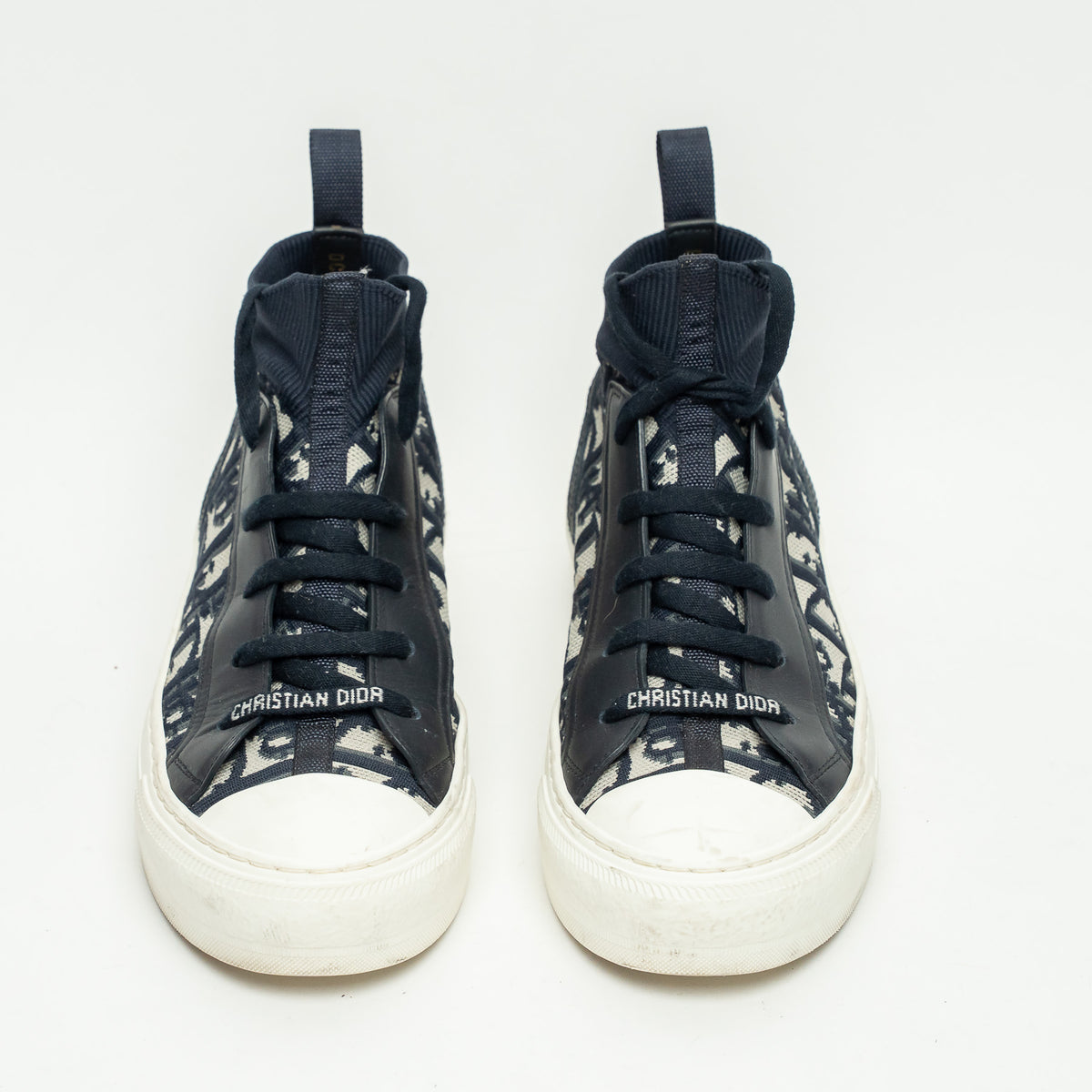 Dior Deep Blue Oblique Technical Mesh and Calfskin Walk'n'Dior Sneakers Size 36