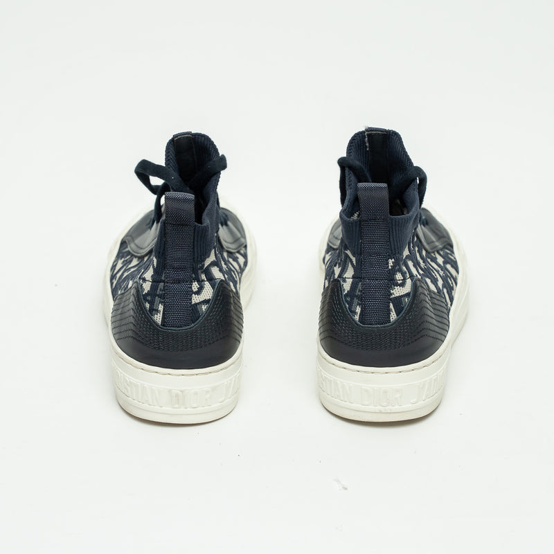 Dior Deep Blue Oblique Technical Mesh and Calfskin Walk'n'Dior Sneakers Size 36