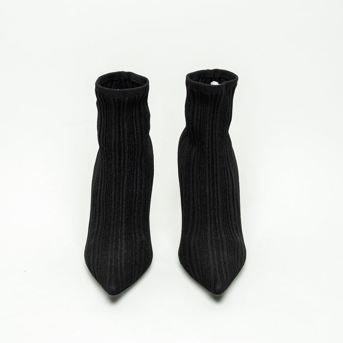 Rene Caovilla Black Ribbed Knit Sock Boot Size 40
