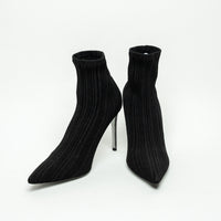 Rene Caovilla Black Ribbed Knit Sock Boot Size 40