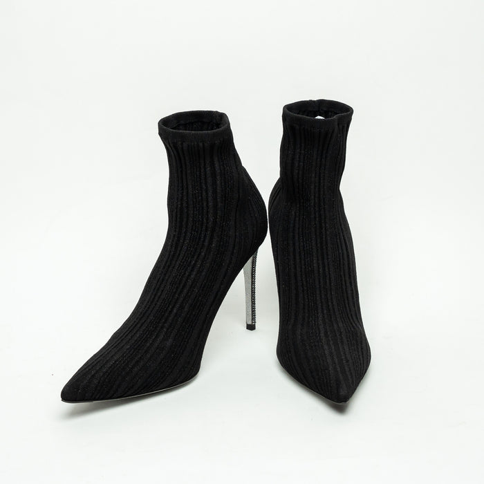 Rene Caovilla Black Ribbed Knit Sock Boot Size 40