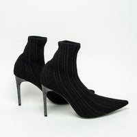 Rene Caovilla Black Ribbed Knit Sock Boot Size 40