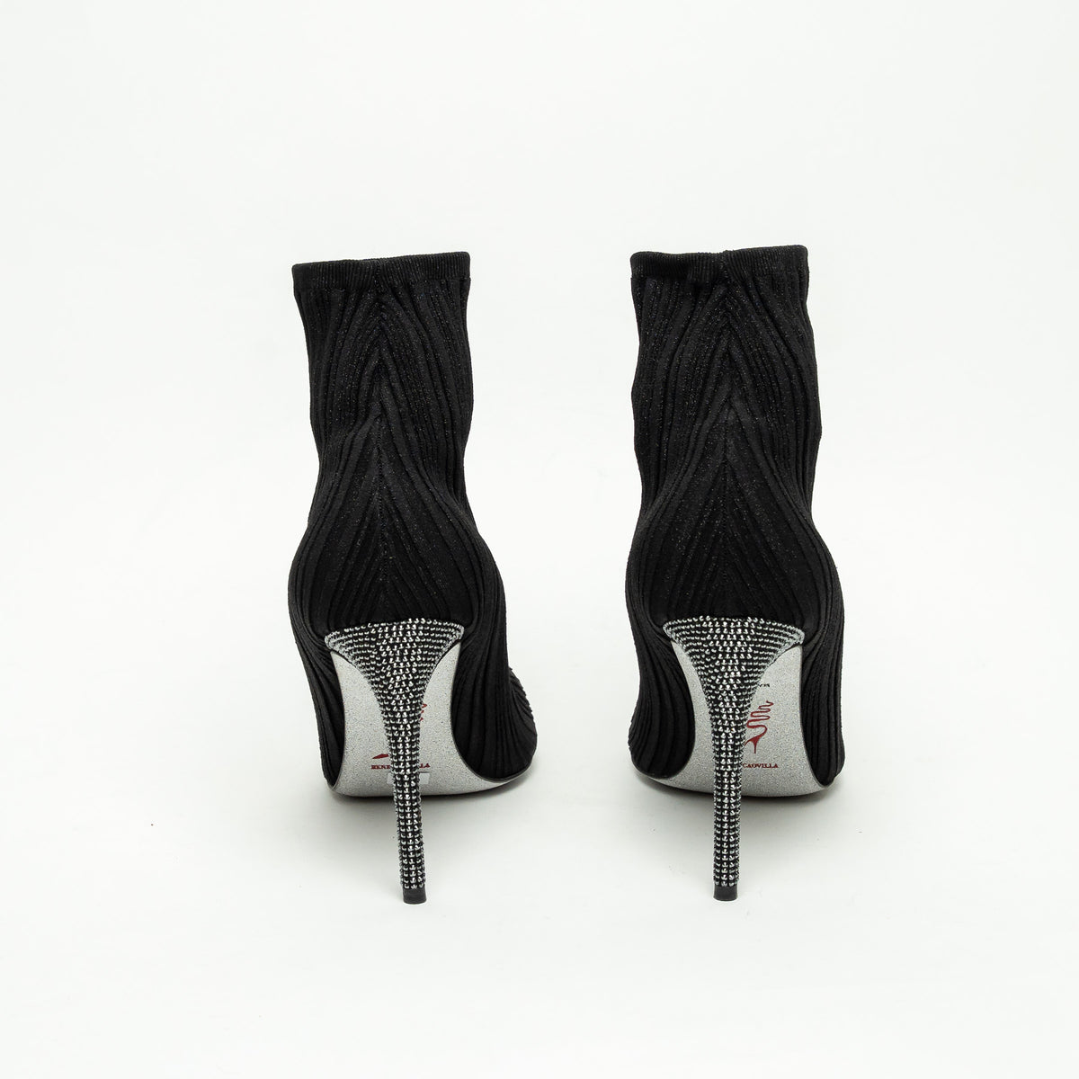 Rene Caovilla Black Ribbed Knit Sock Boot Size 40