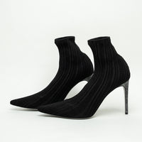 Rene Caovilla Black Ribbed Knit Sock Boot Size 40