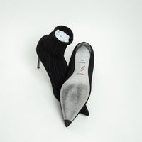 Rene Caovilla Black Ribbed Knit Sock Boot Size 40