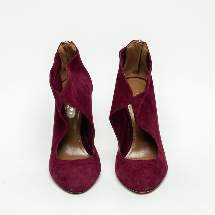 Aquazzura Wine Suede Cut Out Boots Size 35