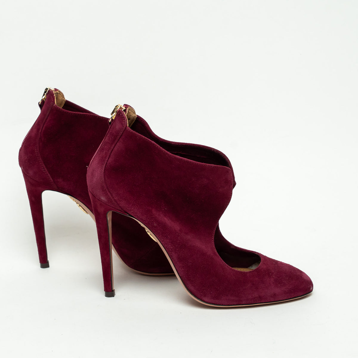 Aquazzura Wine Suede Cut Out Boots Size 35