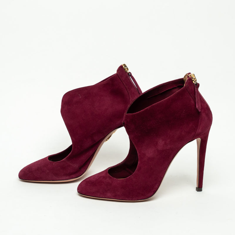 Aquazzura Wine Suede Cut Out Boots Size 35