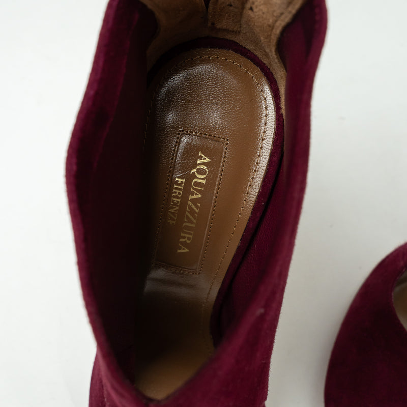 Aquazzura Wine Suede Cut Out Boots Size 35