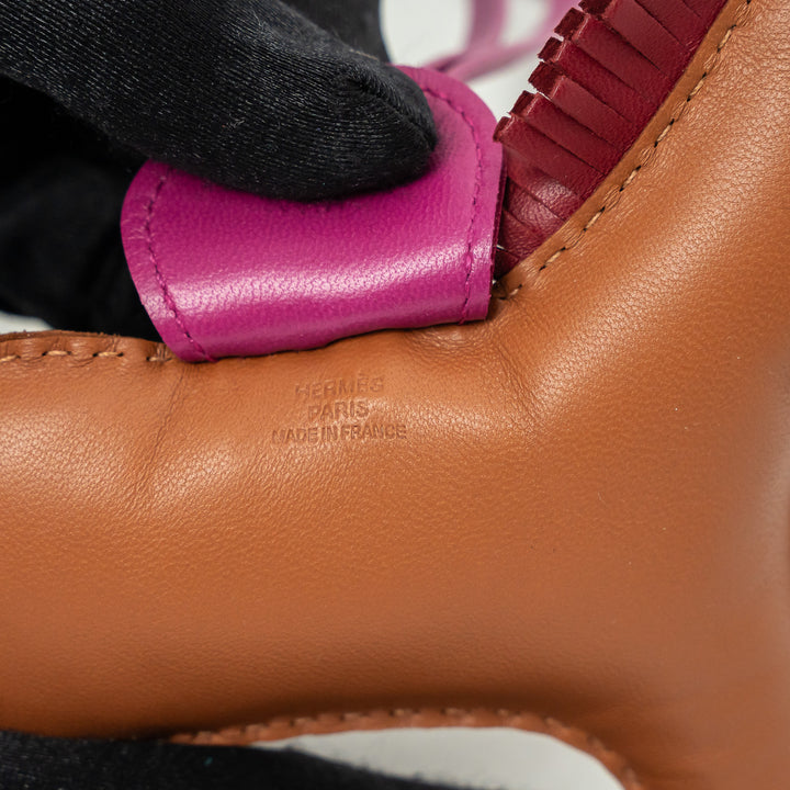 Hermes Brown and Magenta Swift Leather GM Rodeo Bag Charm