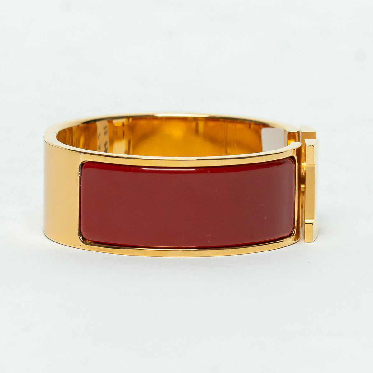 Hermes Gold Red Enamel Clic H Bracelet