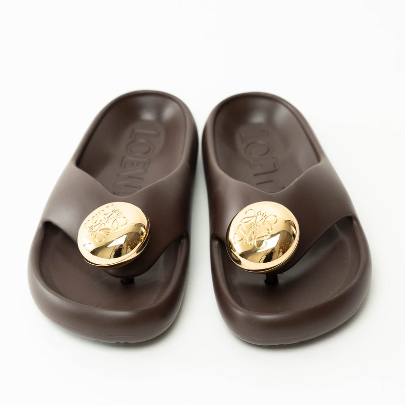 Loewe Brown and Gold Foam Pebble Sandals Size 37
