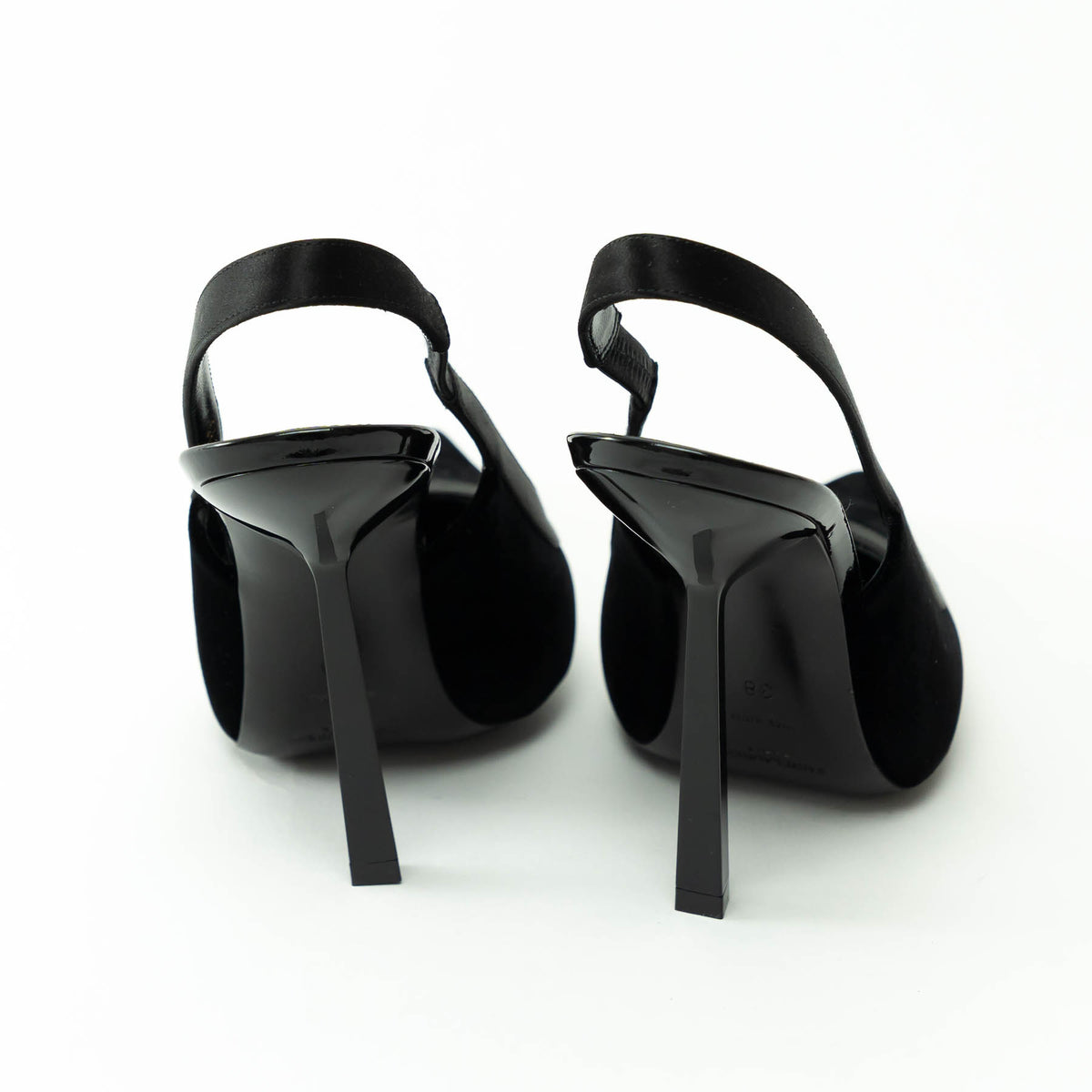 Saint Laurent Black Velvet and Leather SlingBack Pumps Size 38