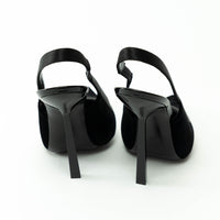 Saint Laurent Black Velvet and Leather SlingBack Pumps Size 38
