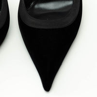 Saint Laurent Black Velvet and Leather SlingBack Pumps Size 38