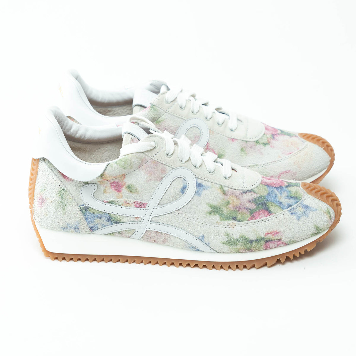Loewe Suede and Leather Floral Low-Top Sneakers Size 40
