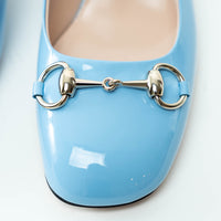 Gucci Blue Patent Leather Slingbacks with Horsebit Size 38