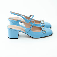 Gucci Blue Patent Leather Slingbacks with Horsebit Size 38