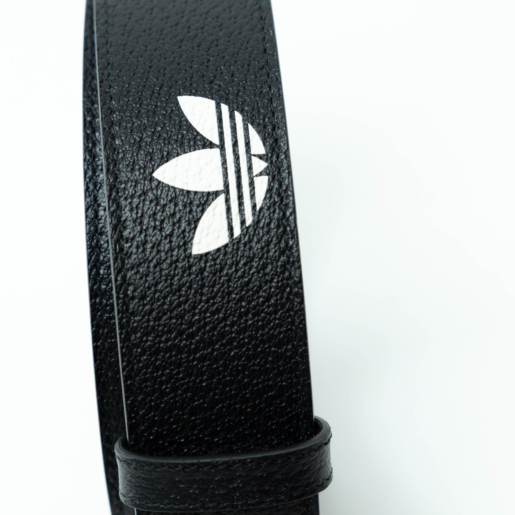 Gucci x Adidas Black Grained Leather GG Marmont Belt Size 80