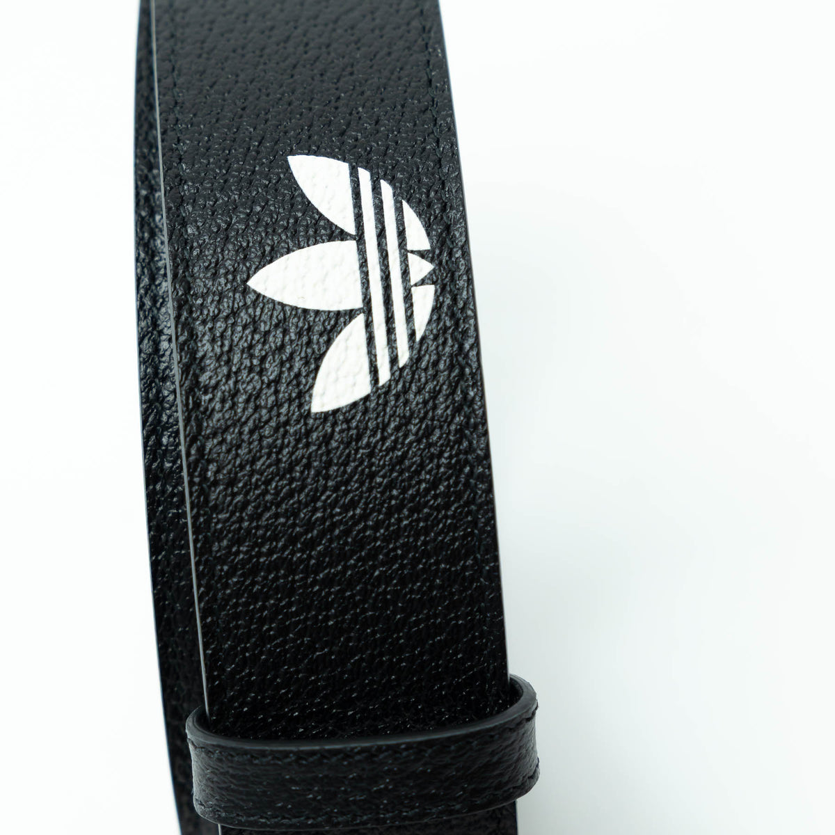 Gucci x Adidas Black Grained Leather GG Marmont Belt Size 80/32