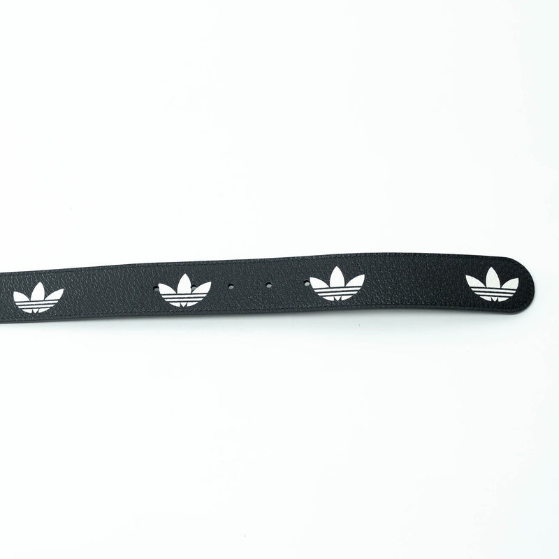 Gucci x Adidas Black Grained Leather GG Marmont Belt Size 80/32