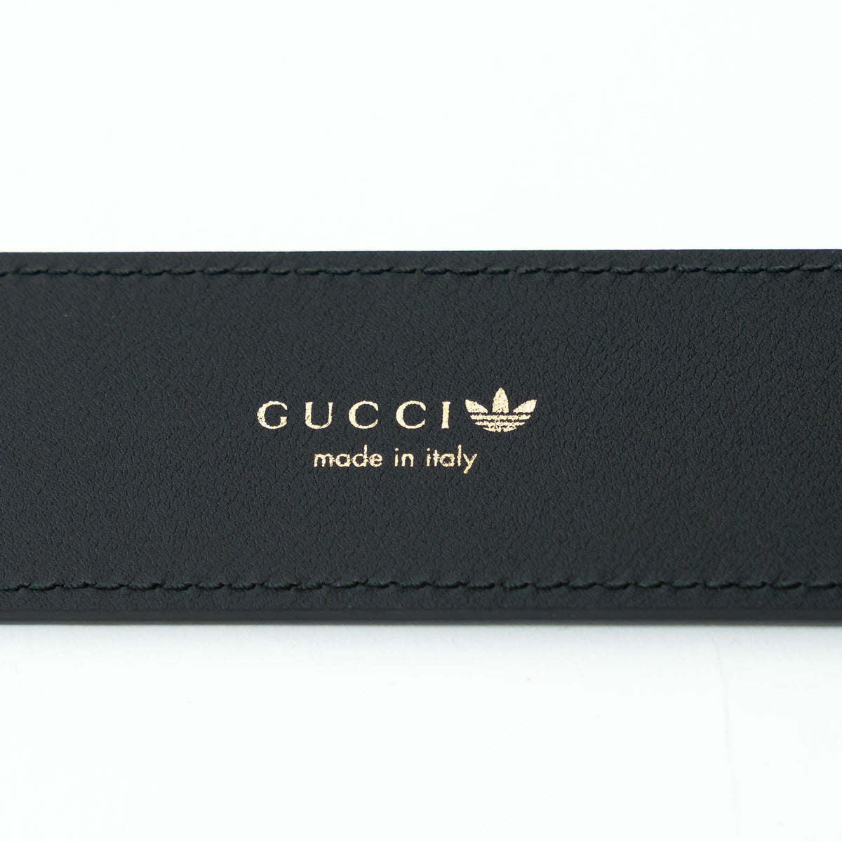 Gucci x Adidas Black Grained Leather GG Marmont Belt Size 80/32