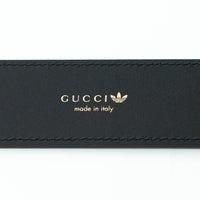 Gucci x Adidas Black Grained Leather GG Marmont Belt Size 80/32