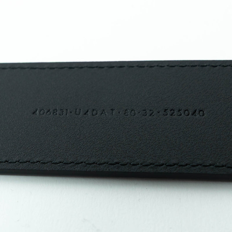 Gucci x Adidas Black Grained Leather GG Marmont Belt Size 80/32
