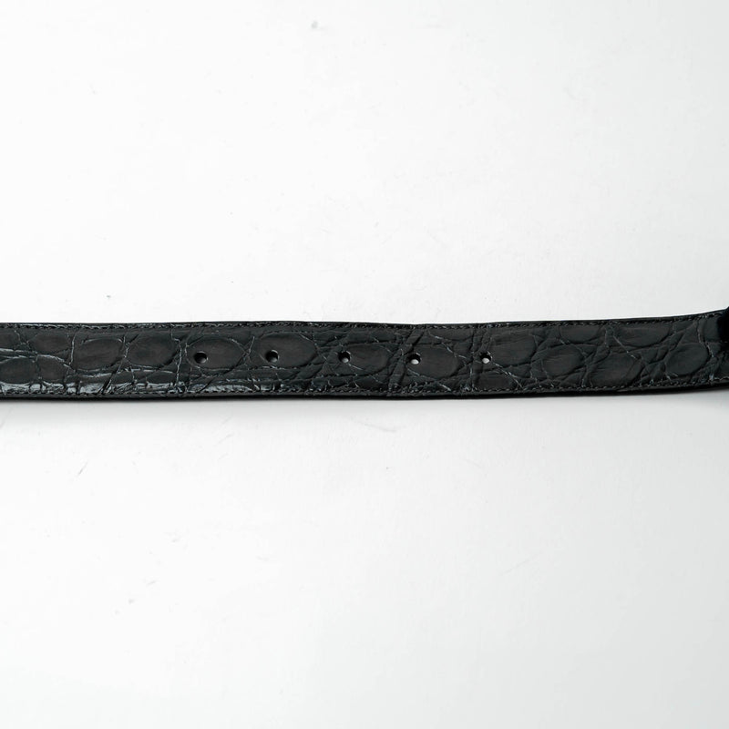 Gucci Grey Embossed Snake Leather GG Belt Size 80/32