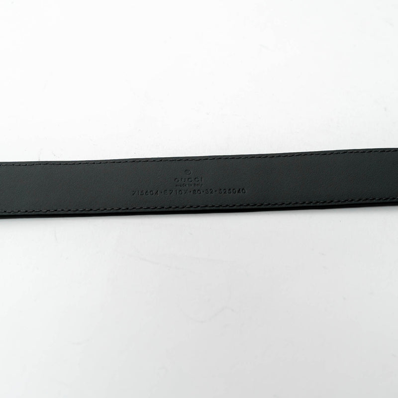 Gucci Grey Embossed Snake Leather GG Belt Size 80/32