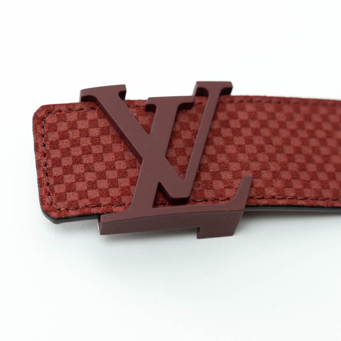Louis Vuitton Bordeaux Suede Micro Damier Initiales Belt Size 95/38