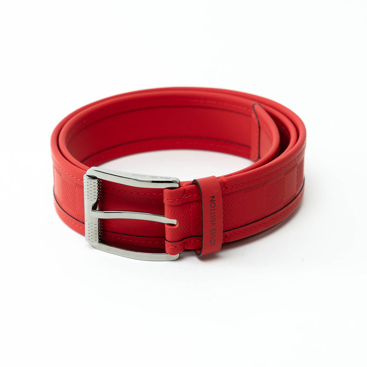 Louis Vuitton Red Damier Infini Leather Print Belt Size 95/38