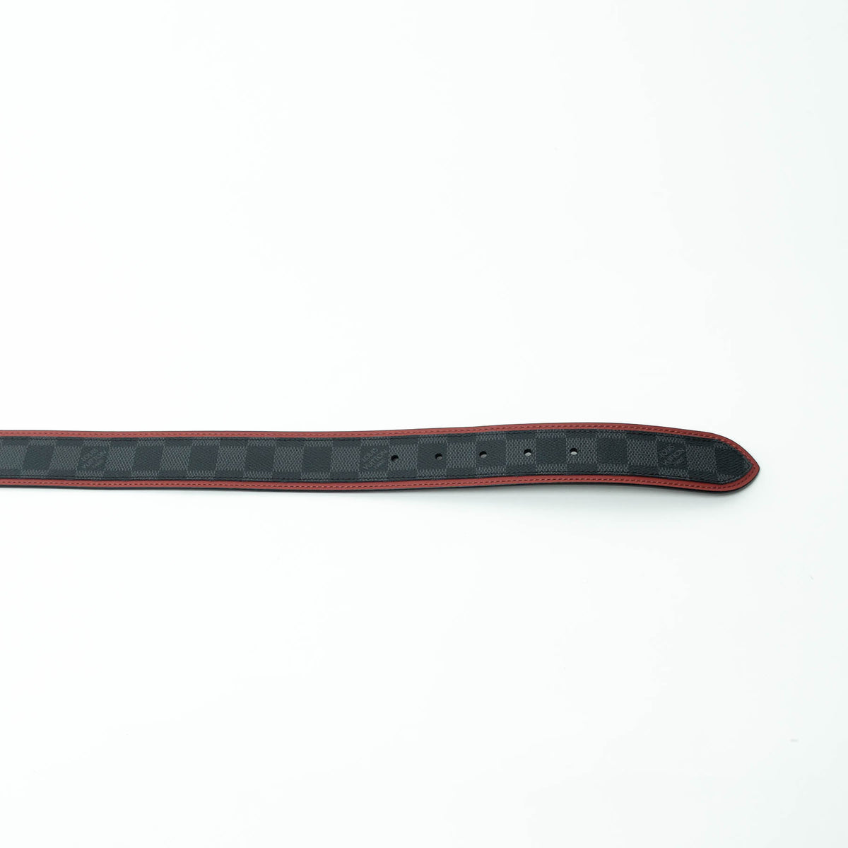 Louis Vuitton Damier Graphite Canvas Belt with Red Leather Trim Size 95/38