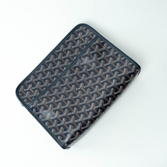 Goyard Navy Blue Goyardine Canvas Jouvence MM Toiletry Bag
