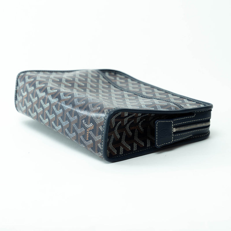 Goyard Navy Blue Goyardine Canvas Jouvence MM Toiletry Bag
