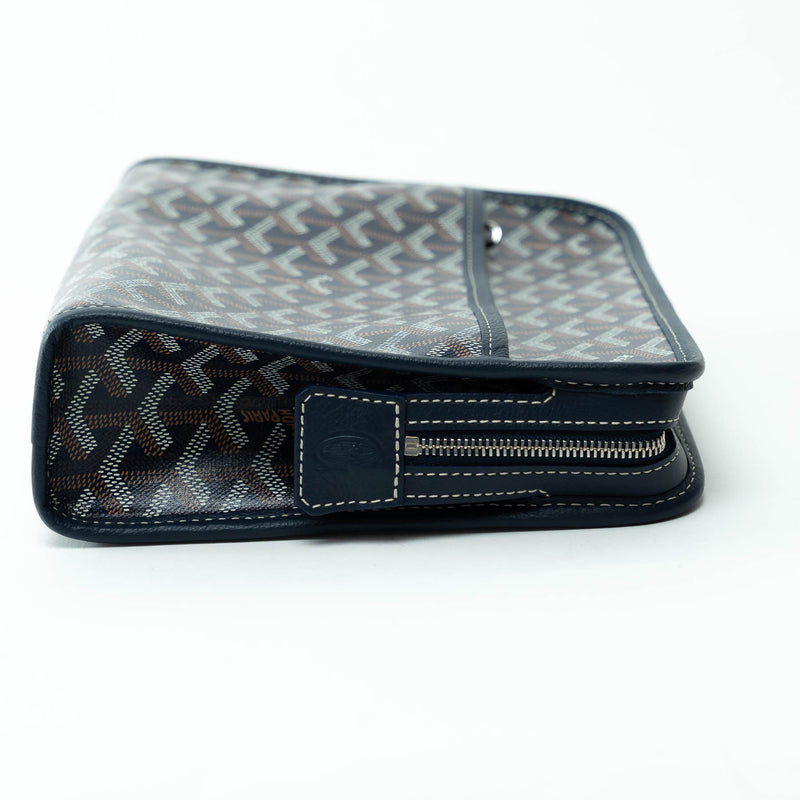 Goyard Navy Blue Goyardine Canvas Jouvence MM Toiletry Bag